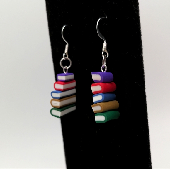 Colorful Bookstack Earrings - Picture 10 of 14